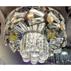 Kристален полилей EL 9613/400 CH Хром , 2xE14+78 W LED+RGB LED+ MP3 + BLUETOOTH,Диаметър:40 см